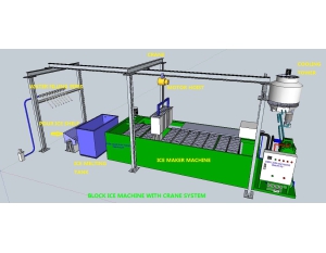 Máy làm đá cây công suất 5 tấn/ ngày( 200 cây/ngày), khuôn đá cây 25kg/cây